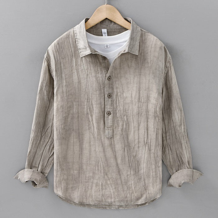 Casual Crumpled Pullover Linen Shirt