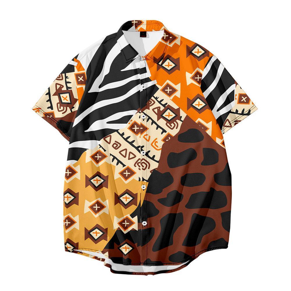 Fashion Men's Shirts Geometric Camouflage Personality
