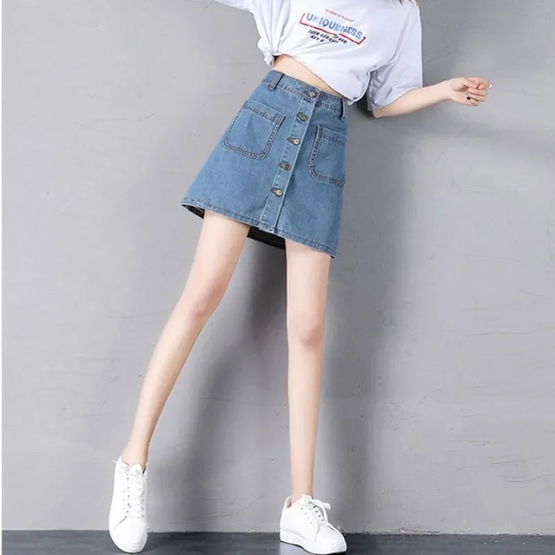 Black Jeans Skirts for Women Midi High Waist Woman Denim Skirt White Stylish Streetwear Vintage Korean Fashion Modest Cheap Y2k
