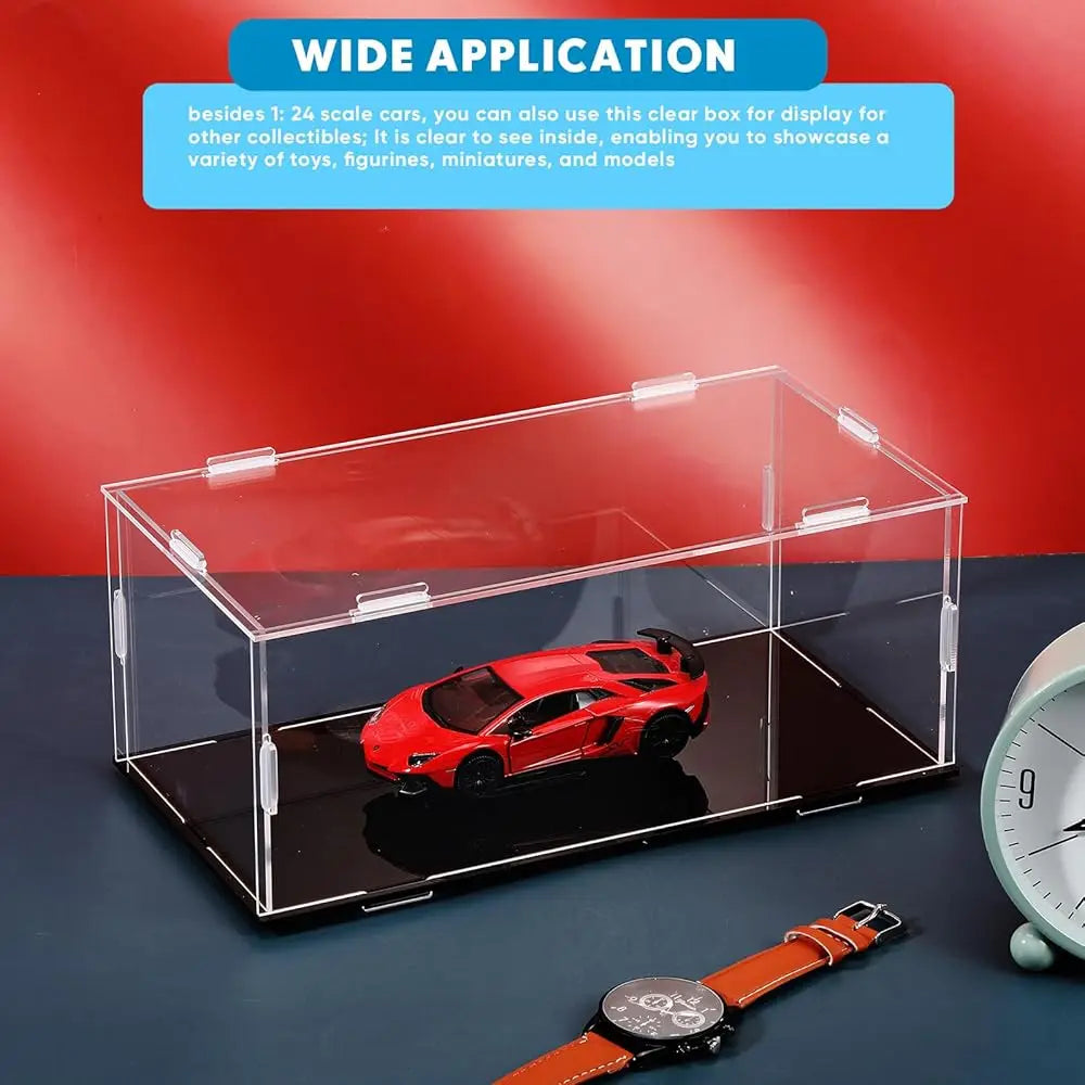 1 Pcs Clear Acrylic Display Case For 1: 24 Model Car Requires Installation Acrylic Display Box With Bla Base Model Storage Case