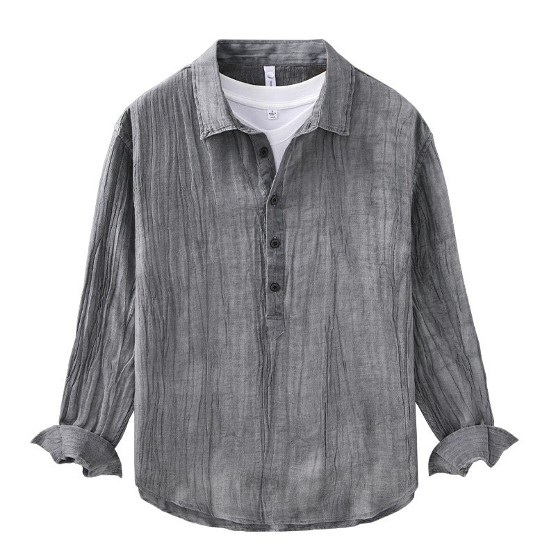 Casual Crumpled Pullover Linen Shirt