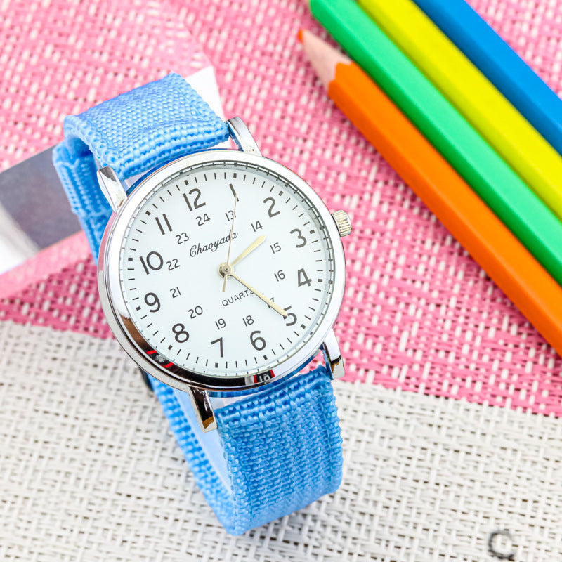 Fashion Korean Children's Clear Digital Breathable Canvas Strap Little Boy Watch