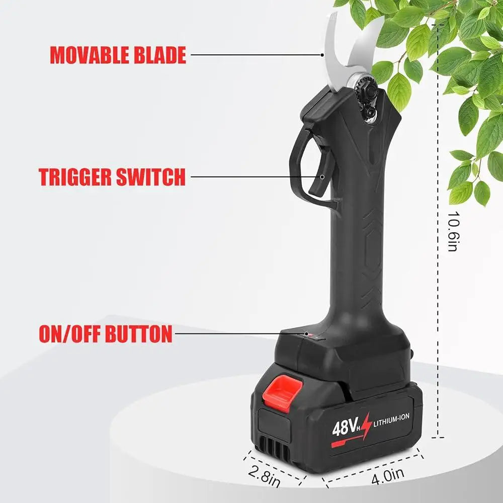 Electric Pruning Shears Cordless 0.4-1.2 Inch Cutting Diameter SK5 High Carbon Steel Branch Trimmer Rechargeable Garden Tools