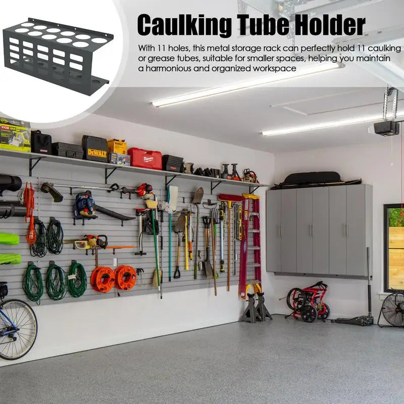 Caulk Tube Holder Organizer For Workshop Work Space Tubes Rack Wall Mounted Space-saving For Workshop 11 Caulking Tubes