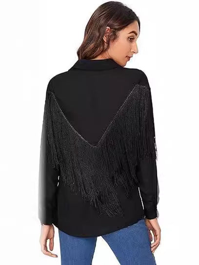 Decorative Long Sleeve Button Shirt Top