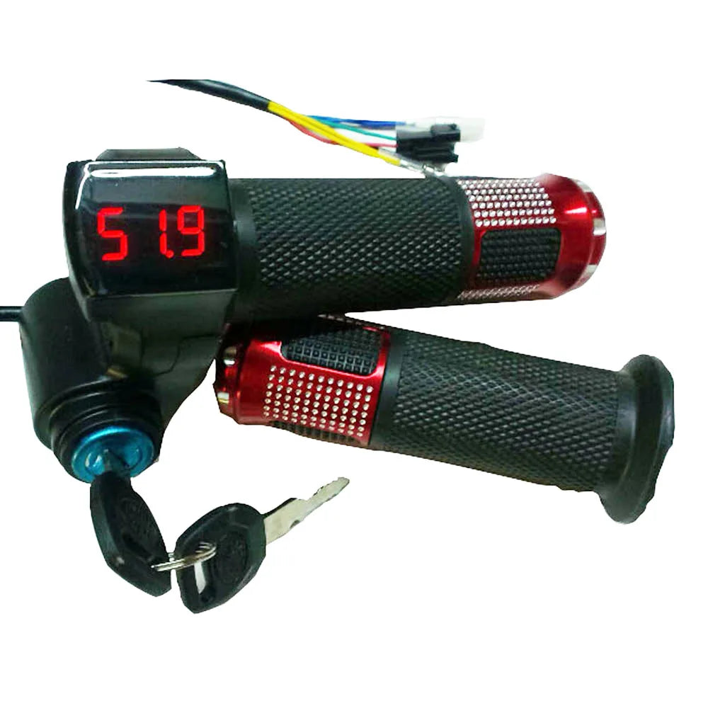 Electric Bike/Scooter Twist Throttle with Battery Power LCD Display Switch Handlebar Grips for Electric Bicycle/Scooter/E-Bike