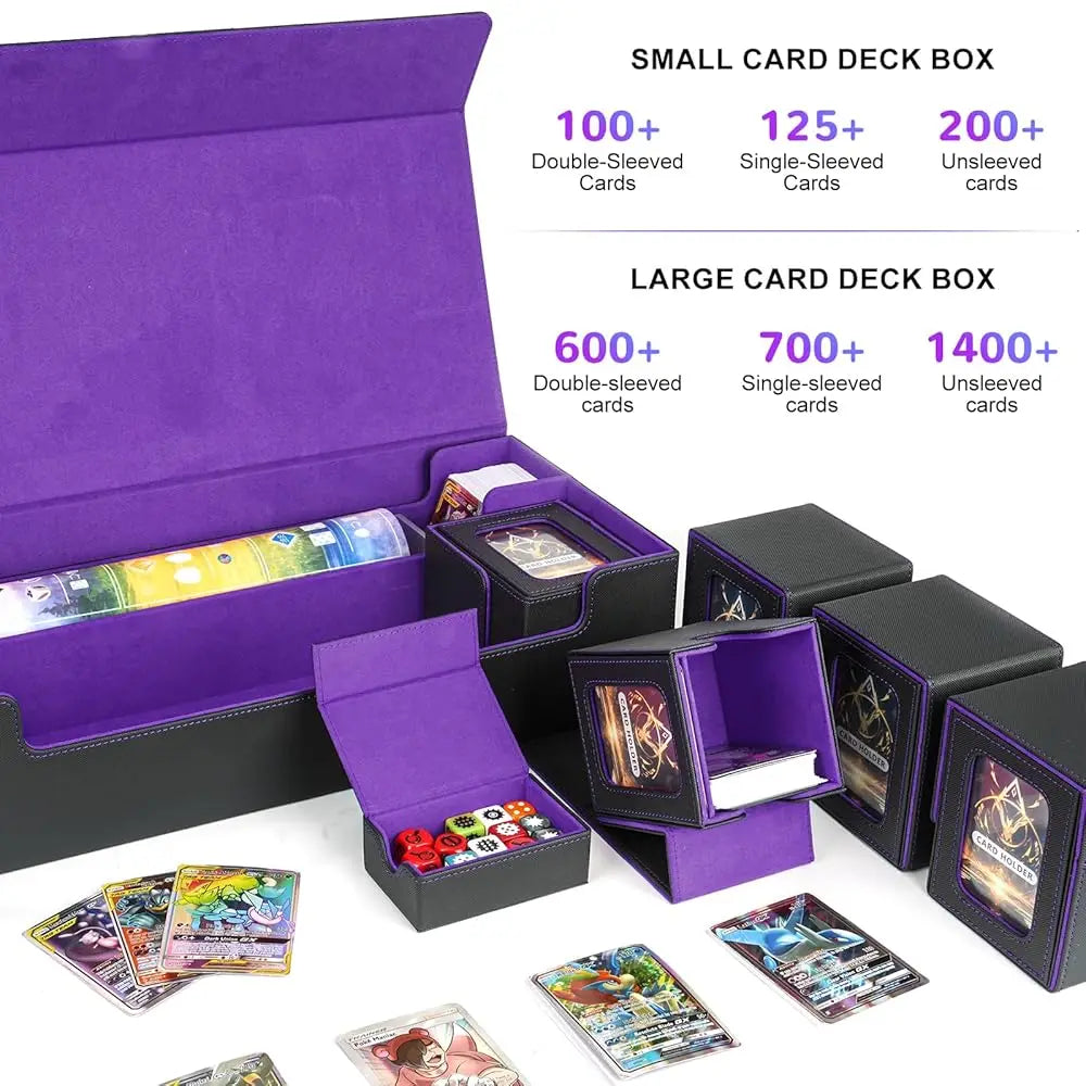 Card De Box For Mtg Commander, Large 6 In 1 Card Storage Display Case With 5Pcs Tcg De Boxes & Dice Tray, Holds 2400+ Unsleeved