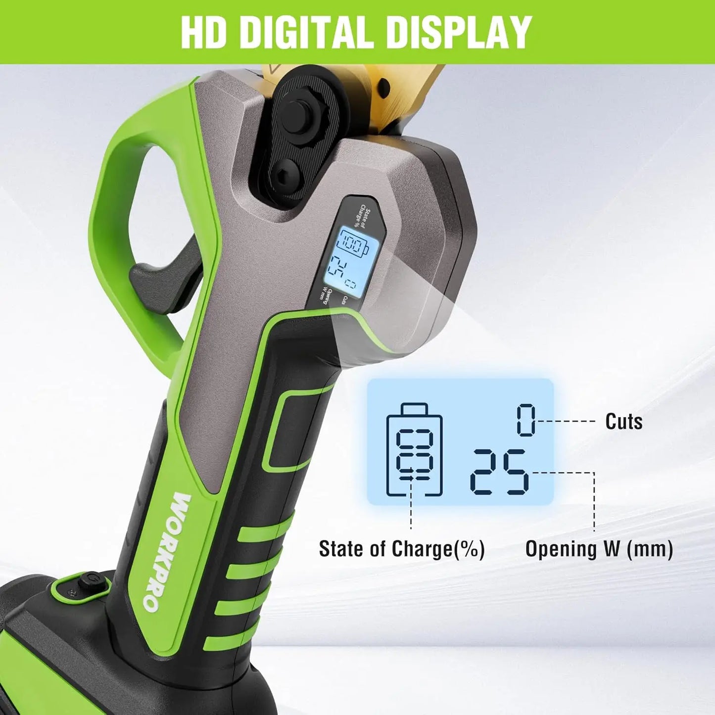 12V Electric Pruning Shears, Battery Powered Pruning Shears, Cordless Tree Pruner, 1.2 Inch Cutting Diameter, Branch Cutter Gard