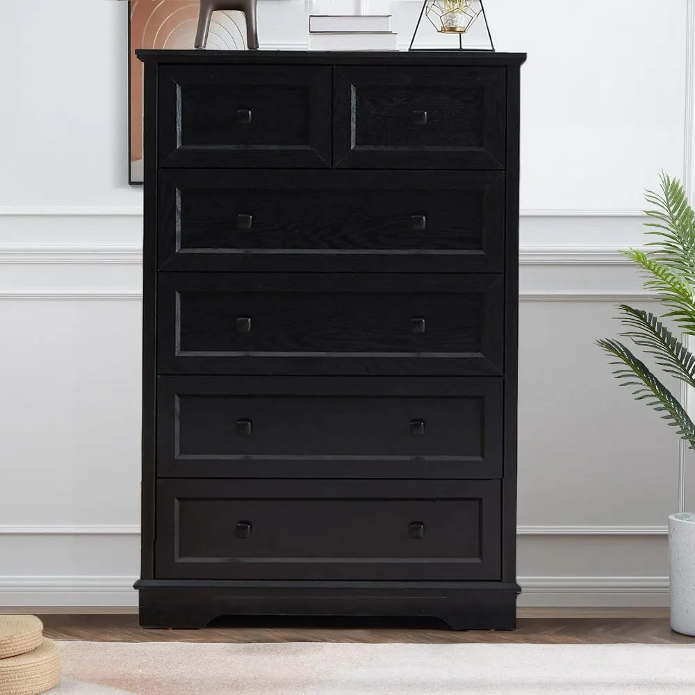 Farmhouse 6 Drawer Dresser, Dressers Chest of Drawer for Bedroom Organizer Storage, 48 Inch Tall Dresser, Wood Dressers Storage