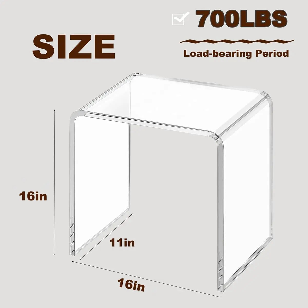 Acrylic Shower Dispenser 16"" Bathroom Shower Bench Weight Acity 700Lbs Clear Shower Foot Rest For Shaving Legs 15Mm Thi