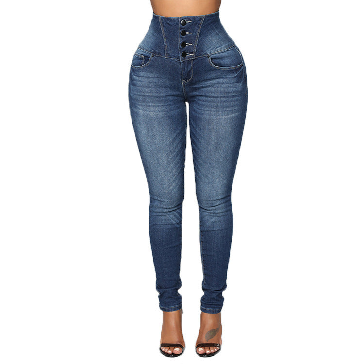 European And American Women's High Waist Slim Jeans Women