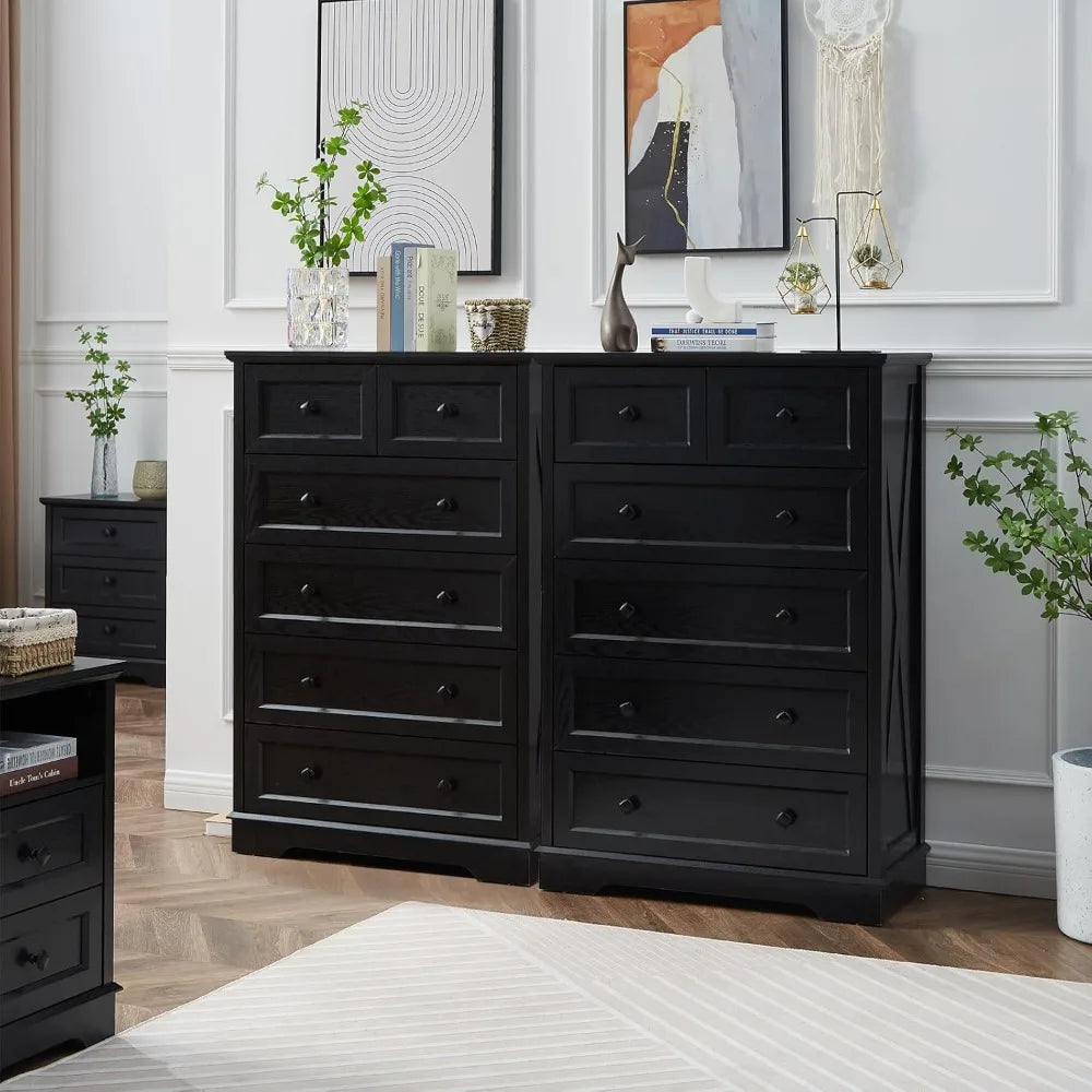 Farmhouse 6 Drawer Dresser, Dressers Chest of Drawer for Bedroom Organizer Storage, 48 Inch Tall Dresser, Wood Dressers Storage