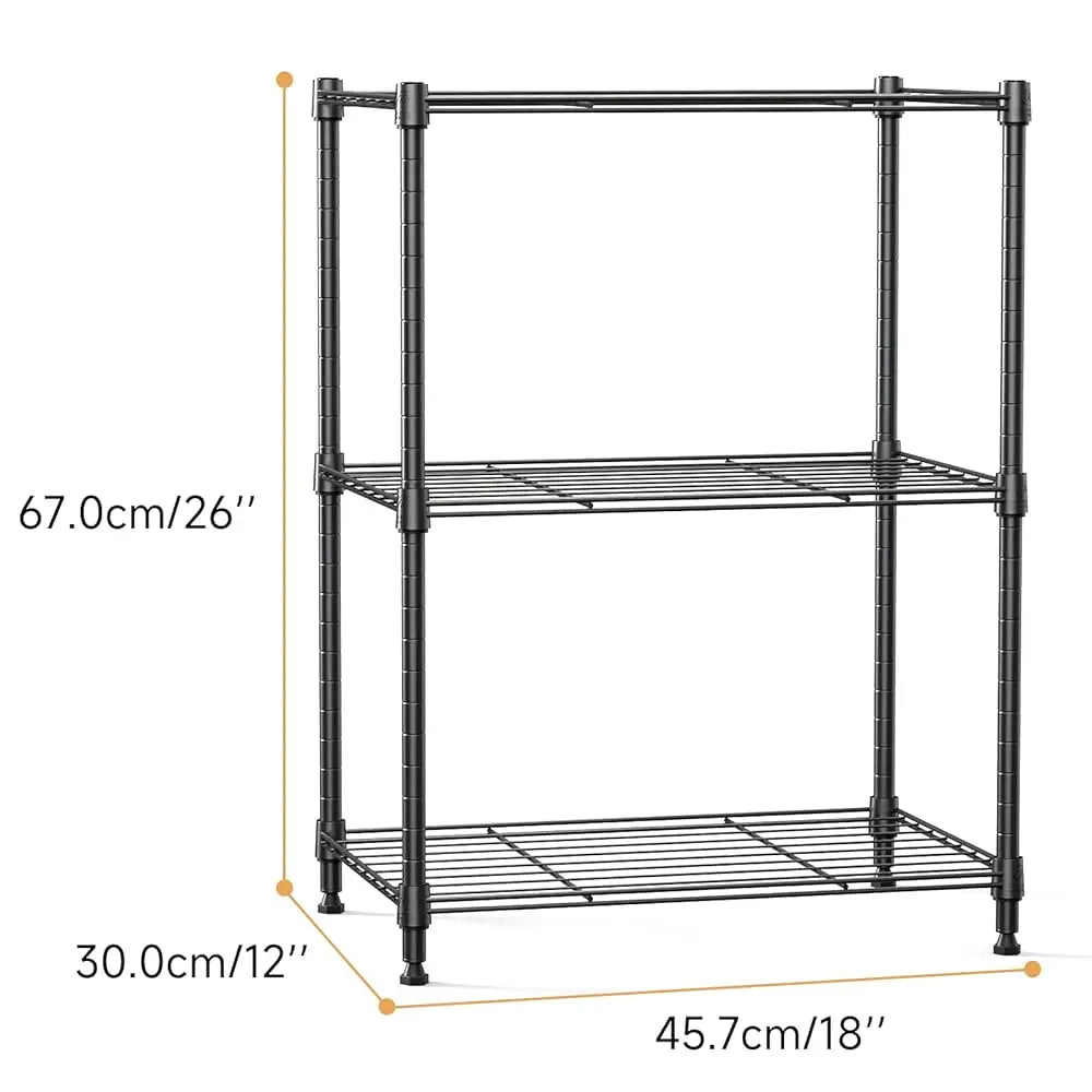 450 Lbs Steel Storage Shelving 3-Tier Utility Shelving Unit Steel Organizer Wire Ra For Home,Kitchen,Office (11.8"" D X 17.7""