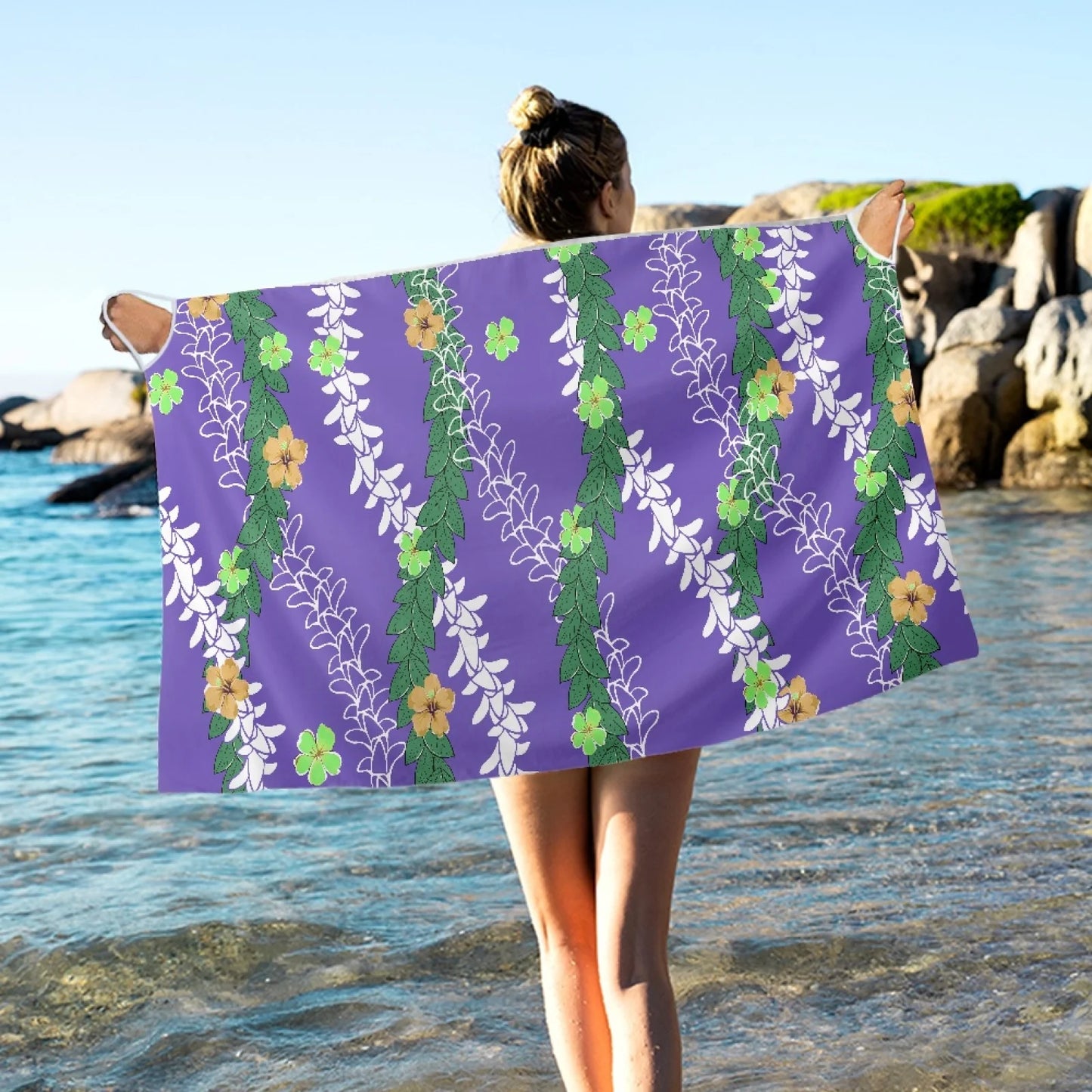 Enchanting Polynesia, Pua Kenini Artistic Scented Flowers, Prints on Demand, Luxury Custom Beach Shawls, Samoa Tropical Paradise