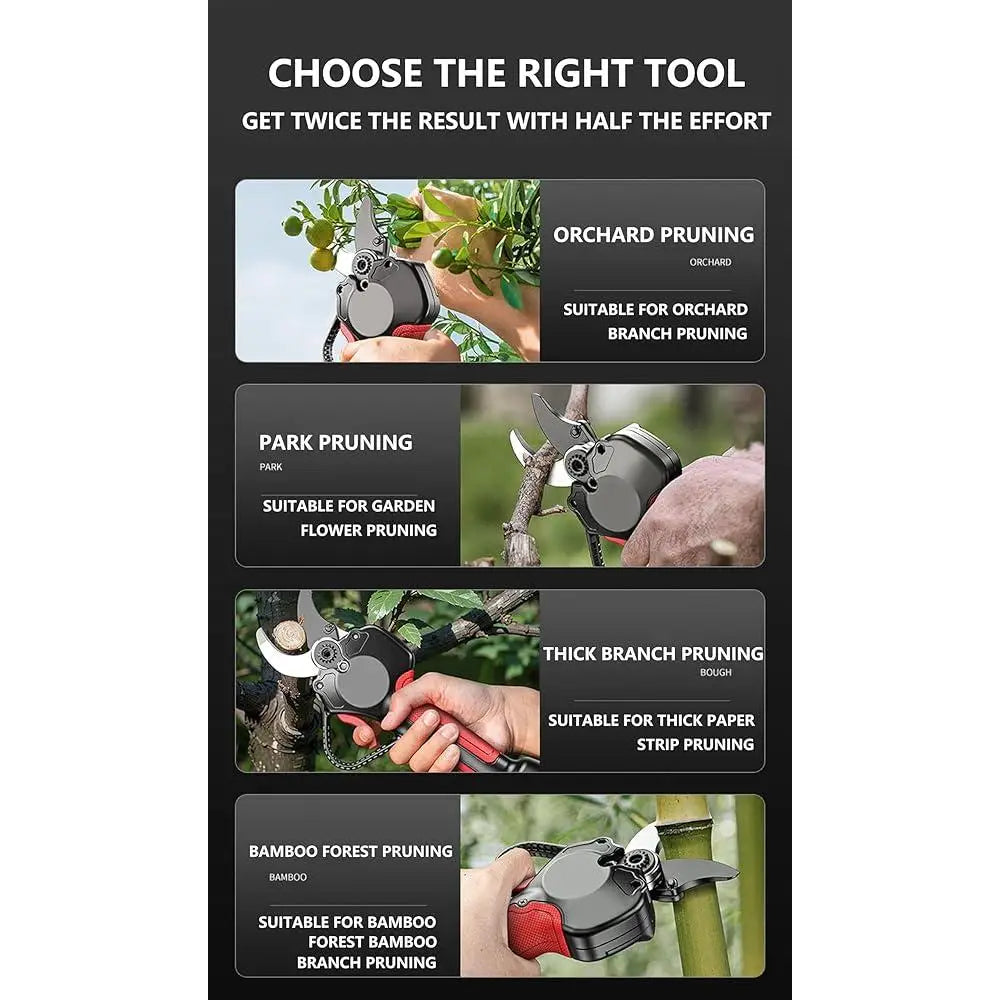 Cordless Electric Pruning Shears Battery Operated Garden Pruner SK9 Blades Lightweight Safe Handle Easy Cutting Branches and