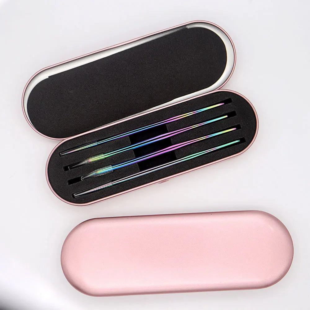 4Pcs Rainbow Eyelashes Tweezers Set Stainless Steel Superhard Tweezers Makeup Tools Nail Art Accessories Rhinestone Picker Tools