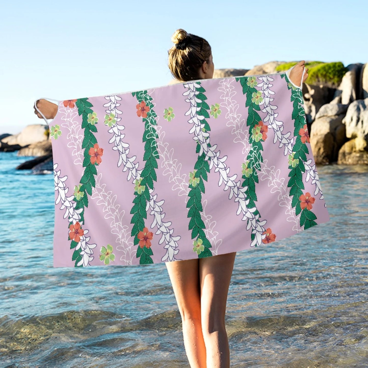 Enchanting Polynesia, Pua Kenini Artistic Scented Flowers, Prints on Demand, Luxury Custom Beach Shawls, Samoa Tropical Paradise