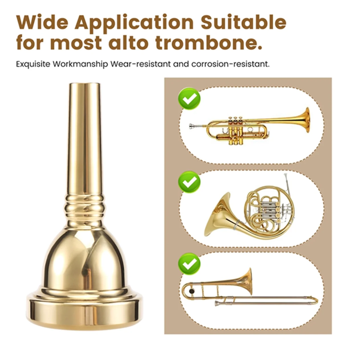 Alto Trombone Copper Mouthpiece Mouth Piece 6.5AL Gold-ABJQ