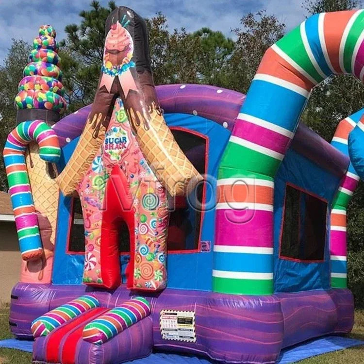 Commercial PVC Grade Candy Bouncer House Combo Inflatable Jumping Bouncy Castle For Kids Party Rental