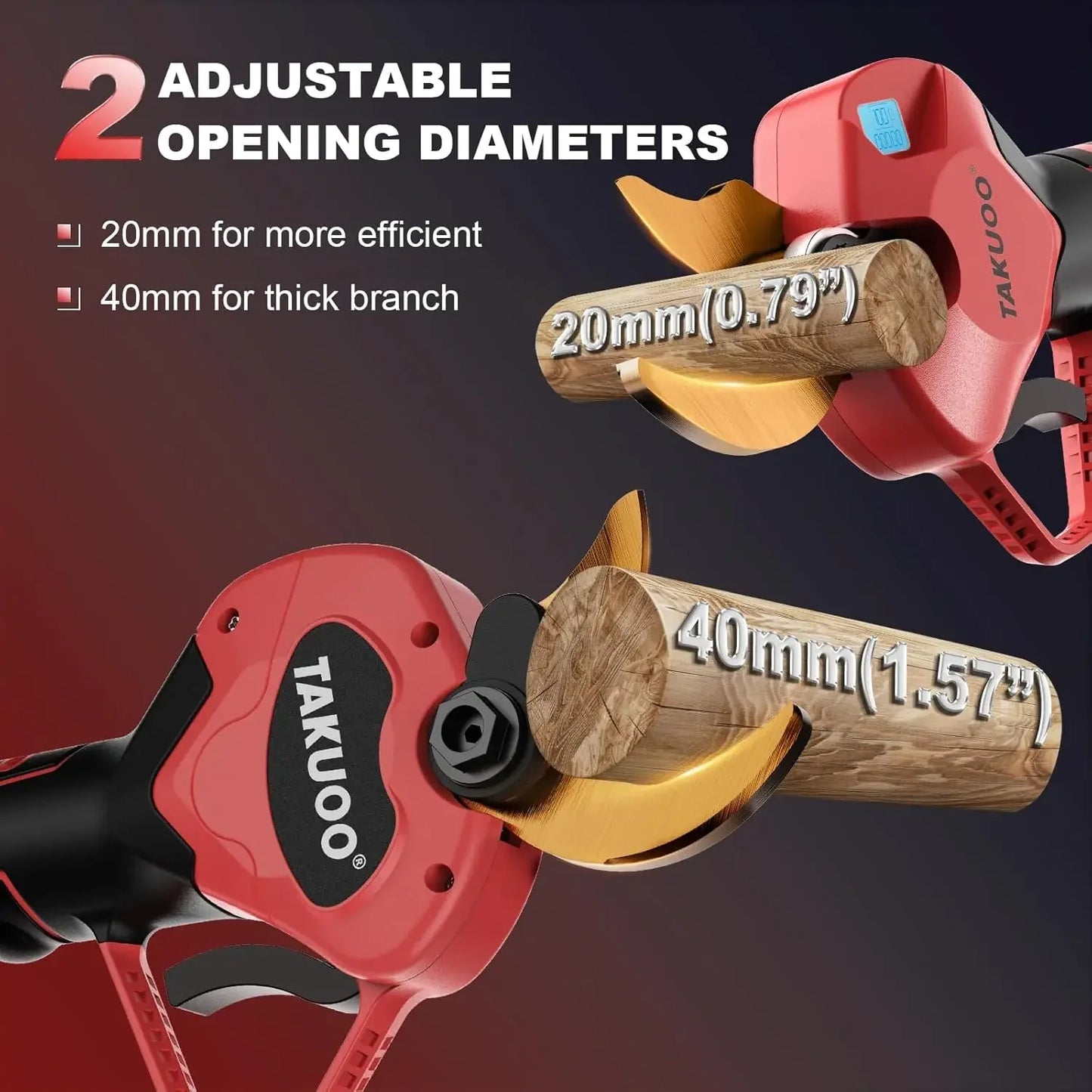 Cordless Electric Pruning Shears, 1.6 Inch(40MM) Cutting Diameter,Professional Brushless Electric Secateurs Electric Pruner Bran