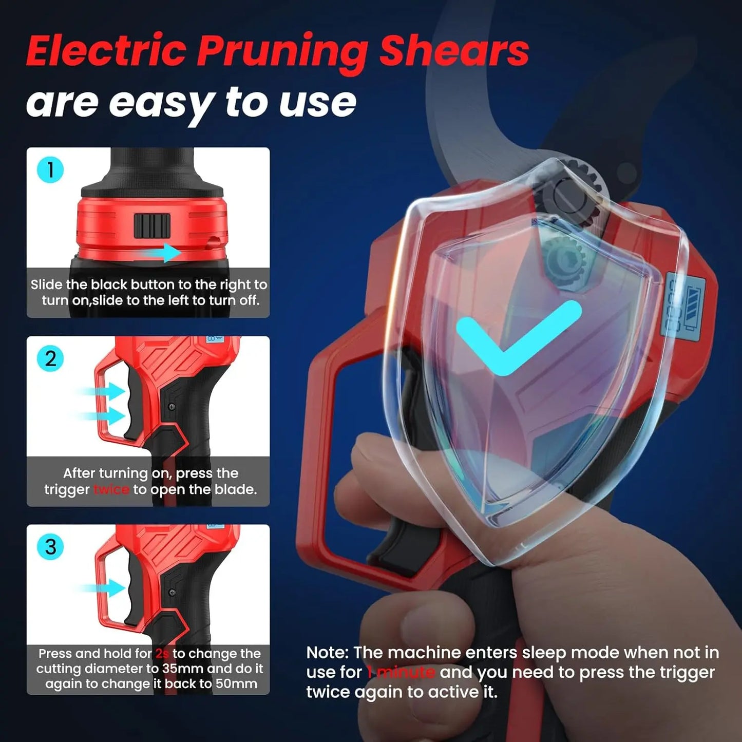 Electric Pruning Shears for DeWalt 20V Max Cordless 1.6-2.0 Inches Branch Cutter Battery Pruning Shears with LCD Display Power S