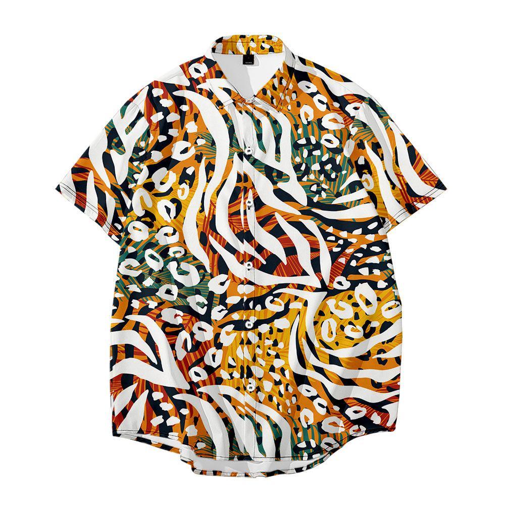 Fashion Men's Shirts Geometric Camouflage Personality
