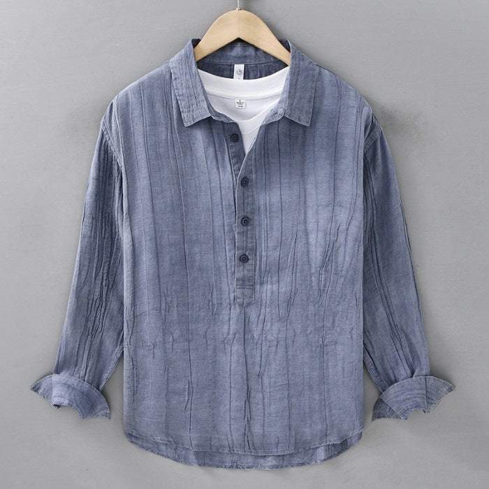 Casual Crumpled Pullover Linen Shirt