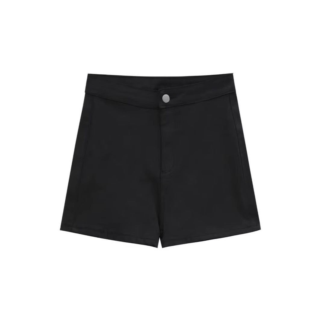 Black Denim Shorts High Waist Slimming Hot Pants