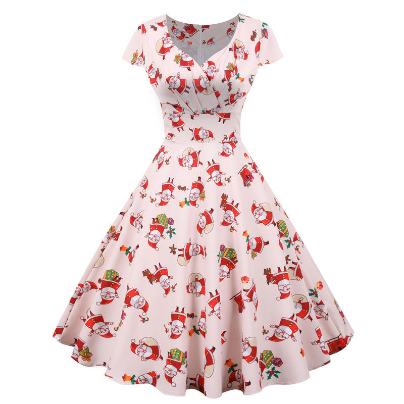 Christmas short sleeve dress women