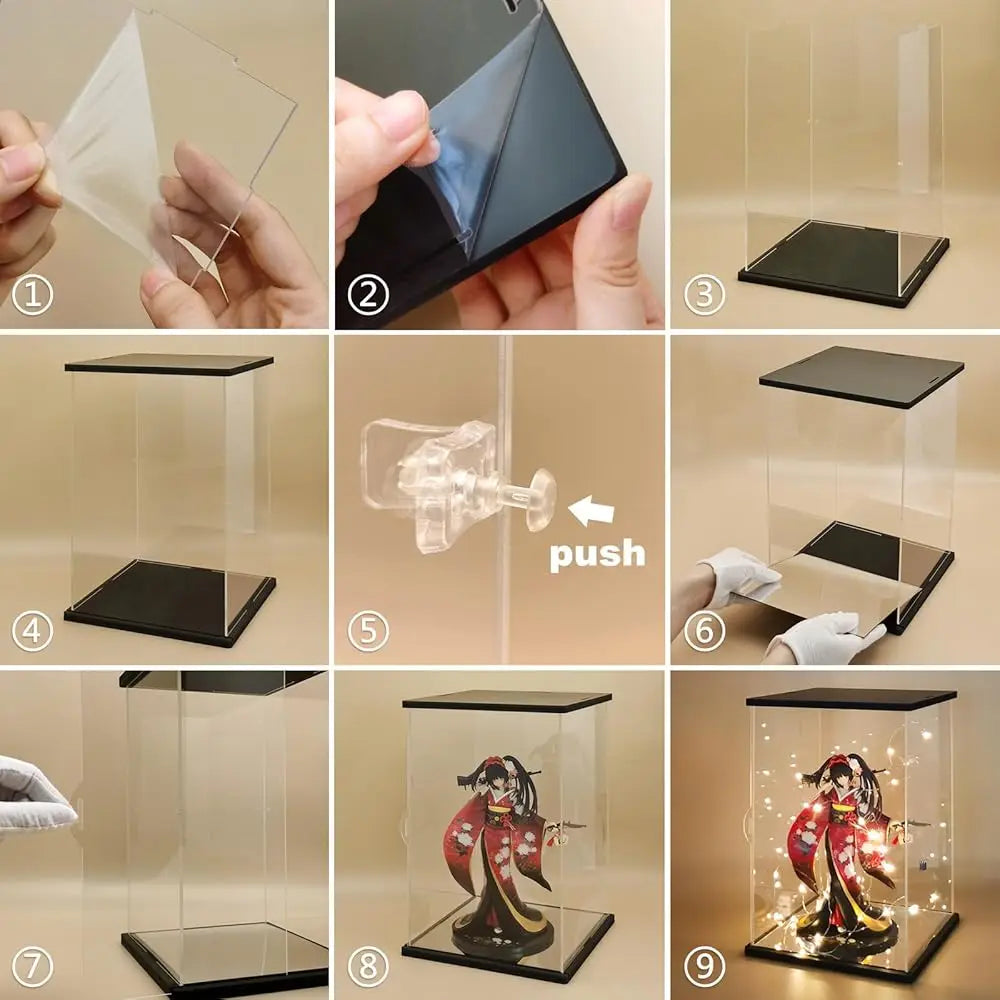 Clear Acrylic Display Case With Remote Control Light For Bearbrick, Dustproof Model Showcase Organizer Box, Display Case For