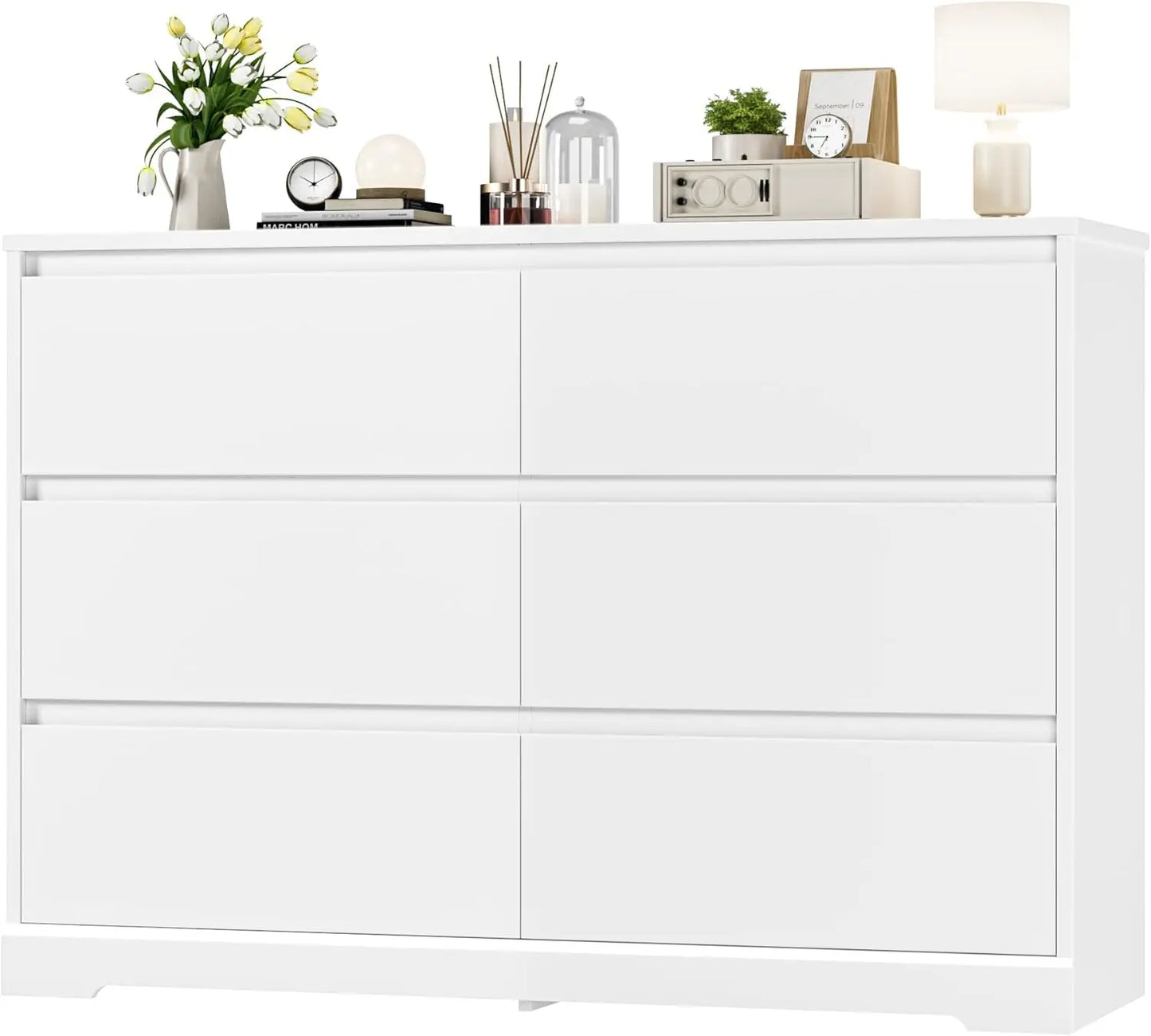 6 Drawer Double Dresser, Black Dresser, Modern 6 Chest of Drawers with Deep Drawers, Wide Storage Organizer Cabinet