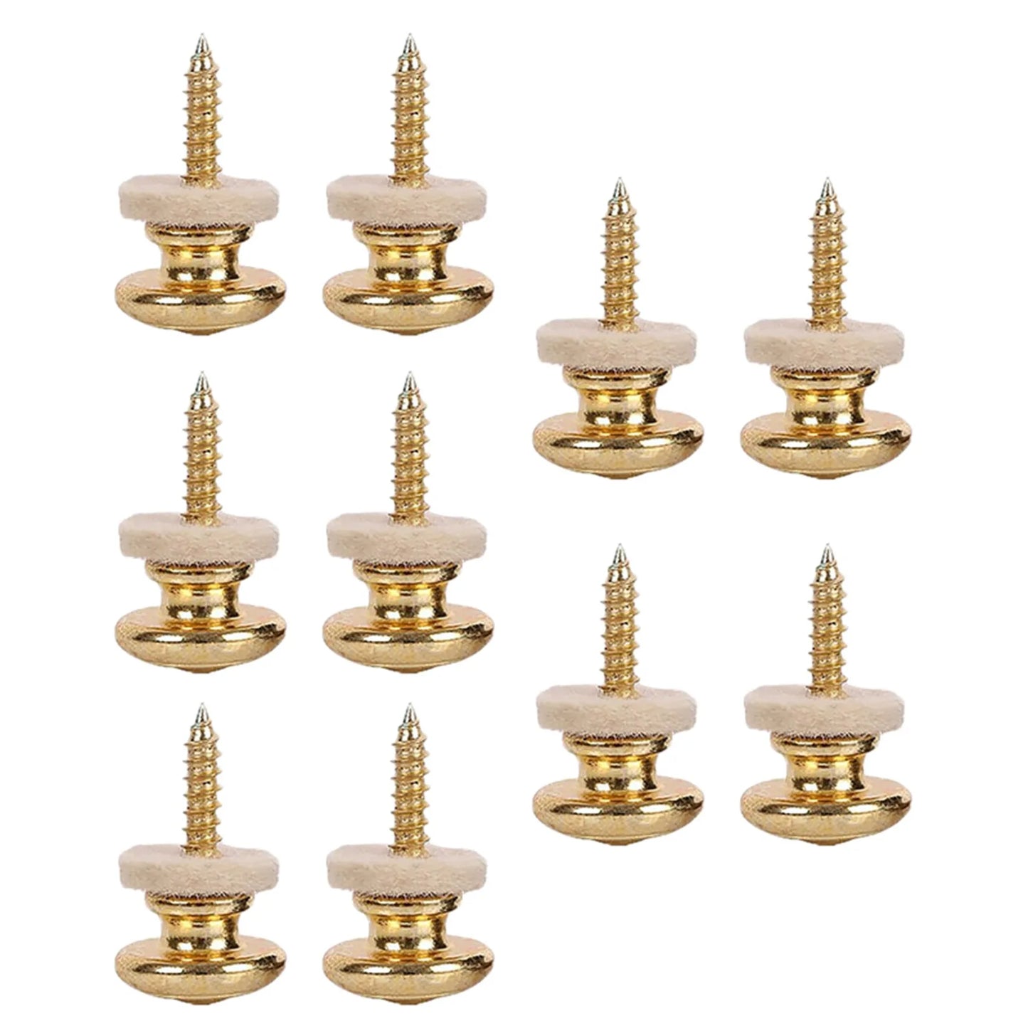 CGDS-10PCS Wool Copper Guitar Strap Lock Locking Pegs Pins Mushroom Shape End Button Gold
