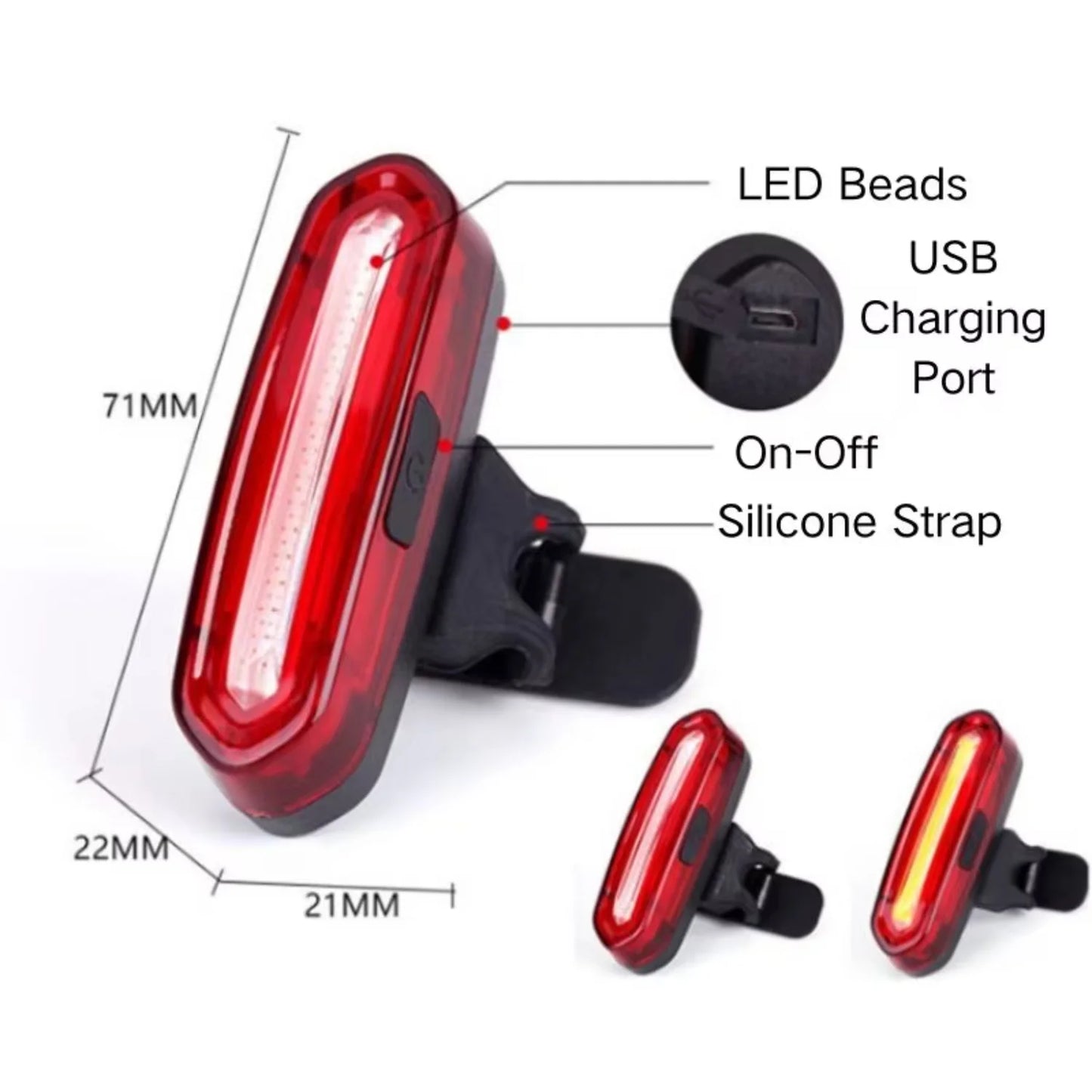 Bicycle Tail Lights USB Indicator Lights Flashing Warning Lights Night Bike Lights Outdoor Cycling Lights