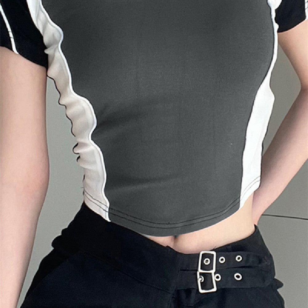 Fashion Patchwork Letter Printed T-shirt