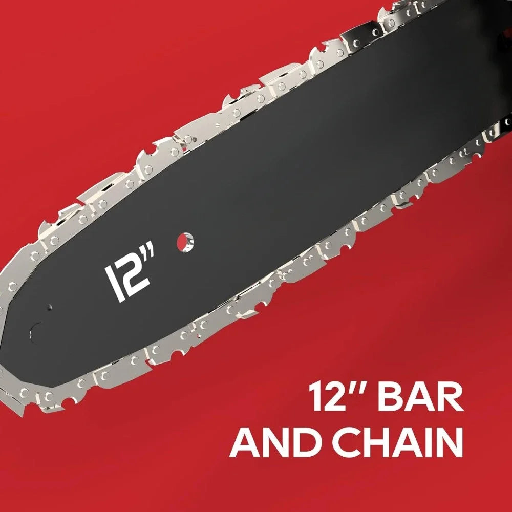 Cordless Chainsaw 12-Inch,18V Electric Chainsaw with 4Ah Battery and Fast Charger, Powerful Chain Saws with Double Safety Switch