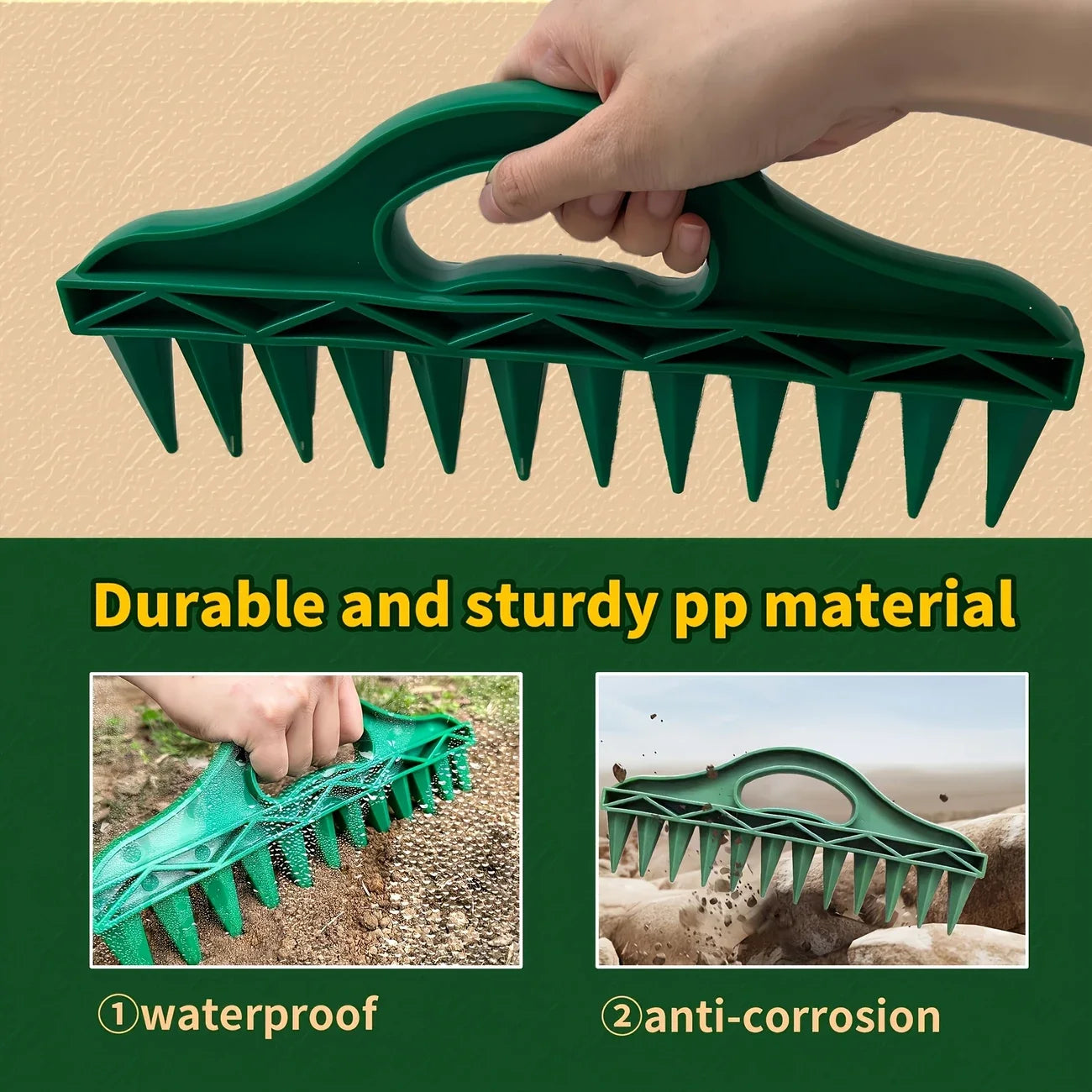 1/2pcs Green Handheld Seeder Tool with 12-Hole Design, Durable Gardening Rice Planter for Seeding and Soil Loosening