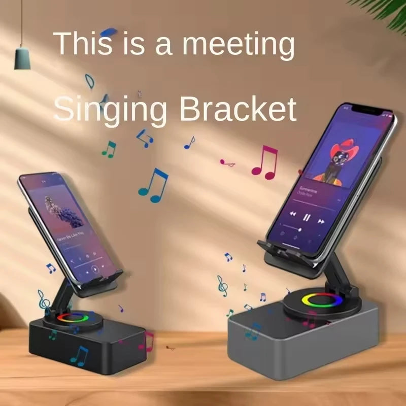 3 in 1 Phone Holder Collapsible Speaker Bluetooth Sound Box Portable 360 Degree Rotation Stand Power Bank for iPad Cell Phone