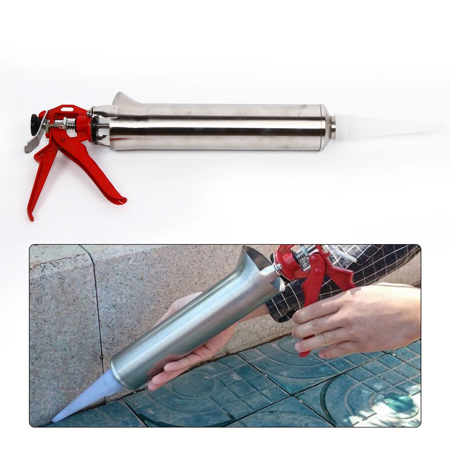 Durable Caulk Gun with Stainless Steel and Plastic Construction, Ergonomic Handle, Compact and Lightweight Design, Ideal