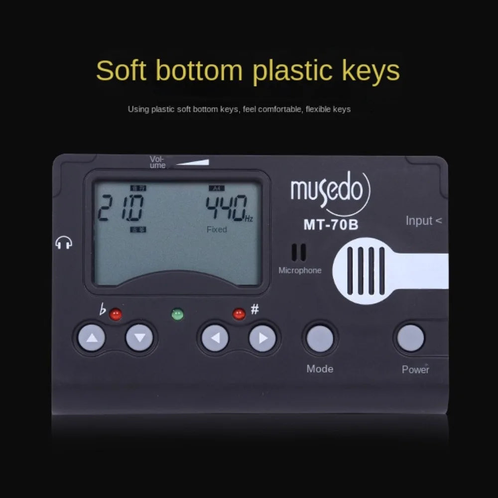 Built-In Microphone Music Tuner with Clip 3 Modes 3 in 1 Metronome Tone Generator LCD Portable Electronic Metronome Guitar