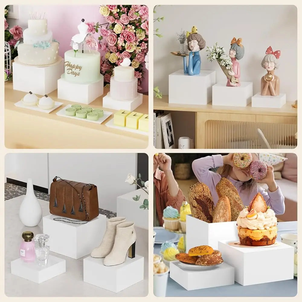 3 Pcs Acrylic Buffet Risers, Food Display Stand For Buffet Table, Dessert Cube Boxes With Hollow Bot For Party Food Display,