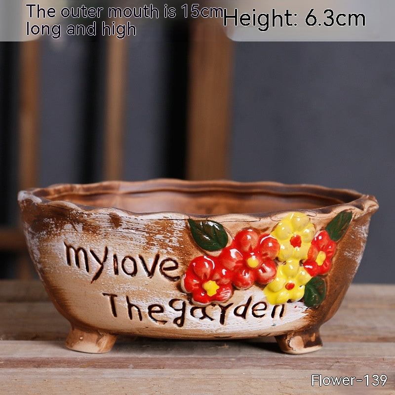 Ceramic Household Large-diameter Succulent Flower Pot