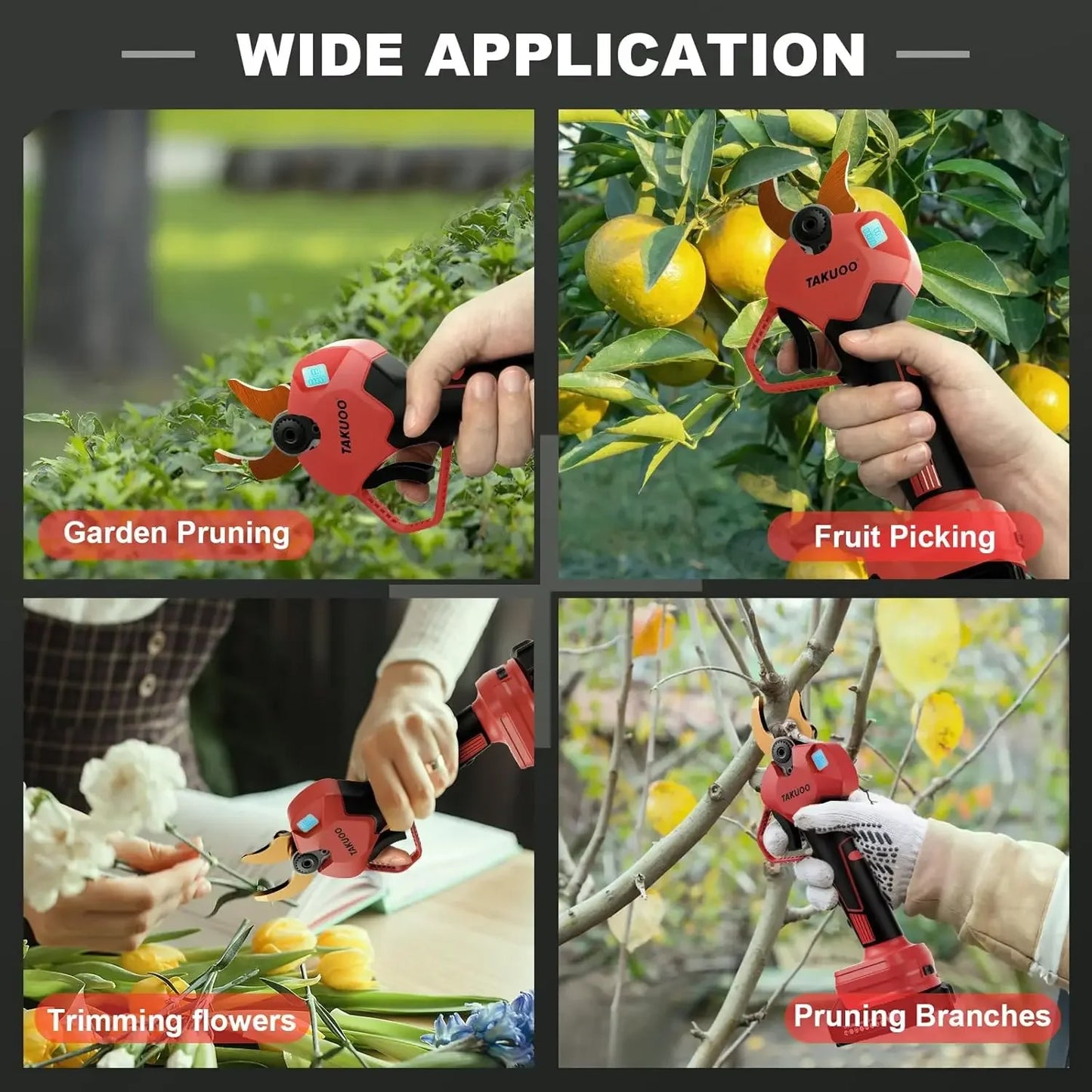 Cordless Electric Pruning Shears, 1.6 Inch(40MM) Cutting Diameter,Professional Brushless Electric Secateurs Electric Pruner Bran