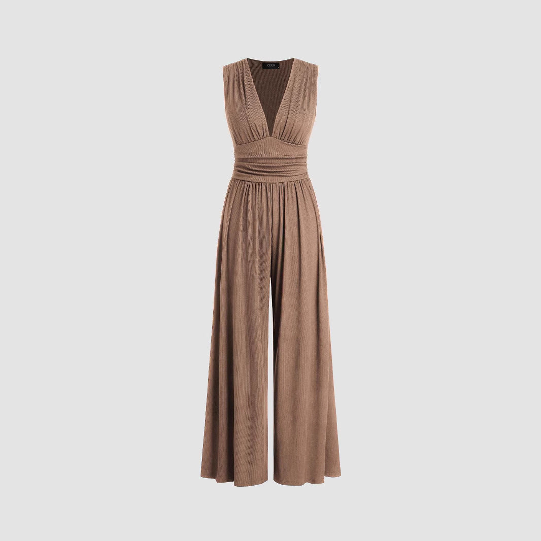 European And American New Sleeveless Knitted Jumpsuit