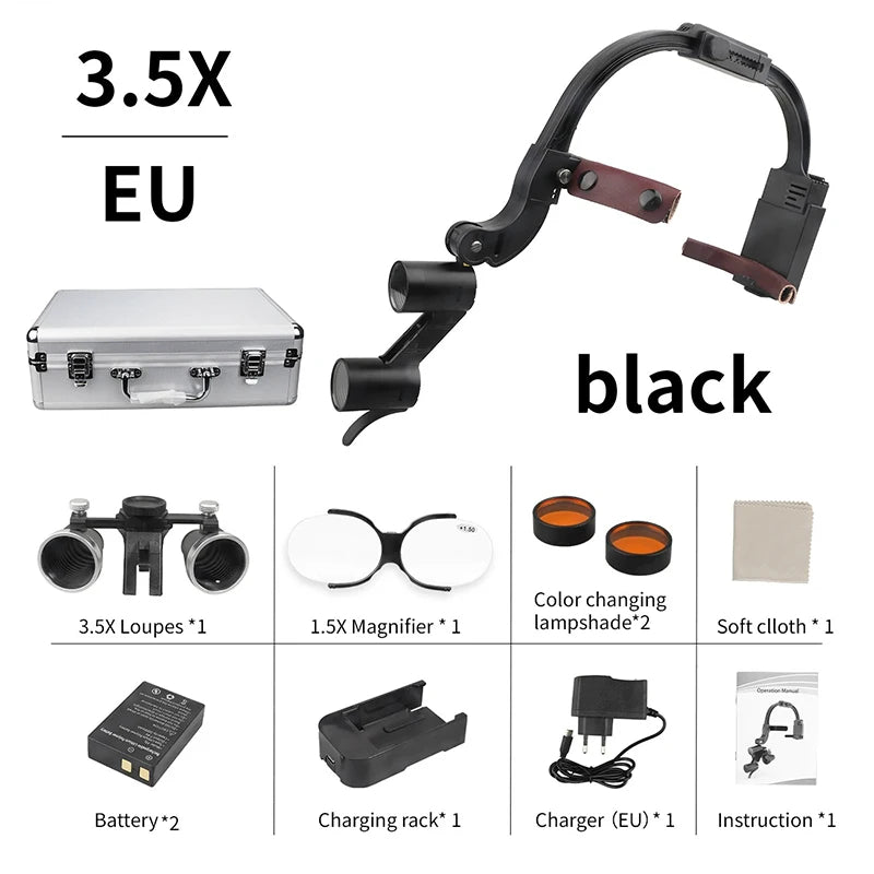 Dental Loupes Wireless LED Dental Headlight Lamp Rechargeable Headlamp Surgical Luxury Magnifying Glasses Dentists Lab Equipment