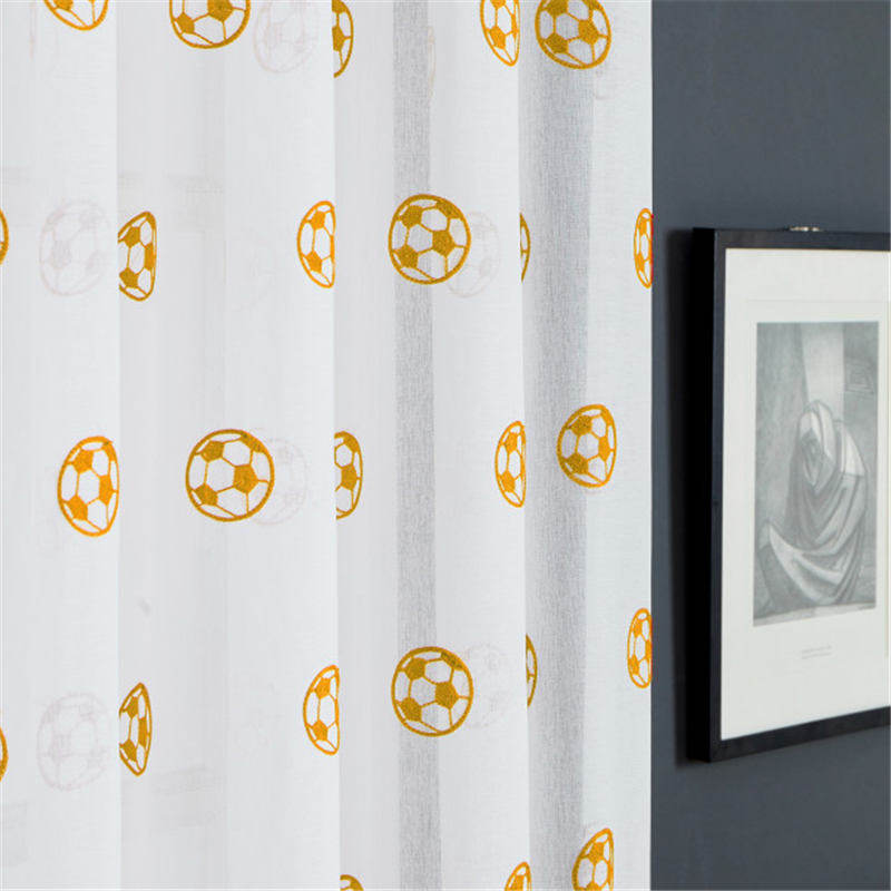 Children's Room Football Embroidered Window Screen