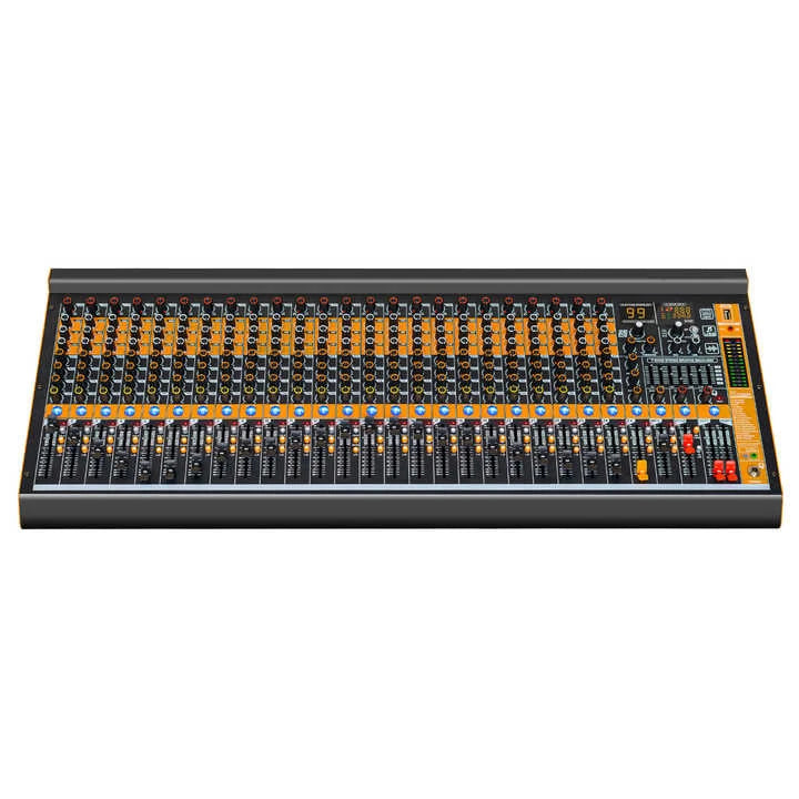 COOYINKA Professional Mixer Dual 12-band Level Display Main Output, MP3 with Digital Display Earphone Display Output