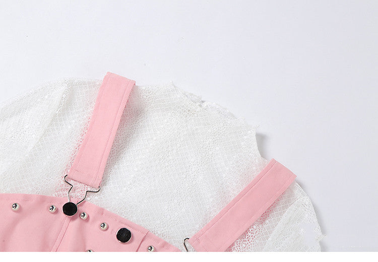 False Two Piece Slim Short Blouse For Women