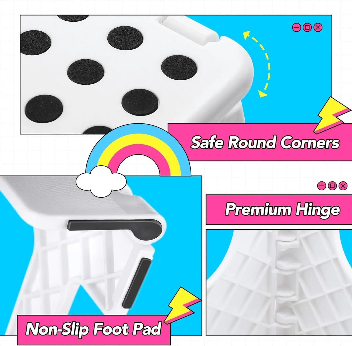 Delxo Folding Step Stool,11 Inch Non-Slip Foldable Step Stools For Kids And Adults,Portable Foldable Step Stool Lightweight