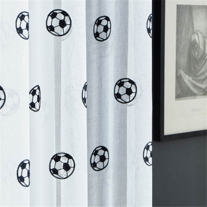 Children's Room Football Embroidered Window Screen