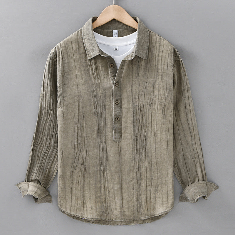 Casual Crumpled Pullover Linen Shirt